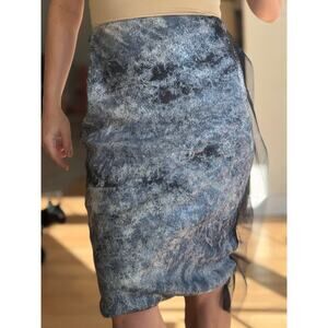 Shalini Sequin Navy Grey Midi Skirt Size 8 w/prettiest detailing I’ve seen!